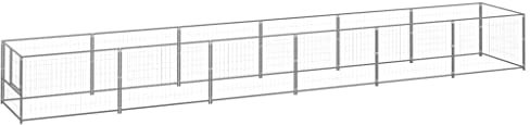 vidaXL Hundezwinger Silbern 6m² Stahl Hundekäfig Hundehaus Hundehütte Käfig