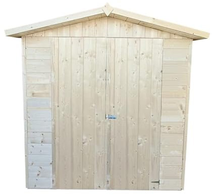 Casetta mis 202 x 154 cm in legno porta doppia + Pavimento + copertura in guaina ardesiata rossa