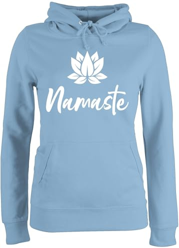 Shirtracer - Pullover Damen Hoodie Frauen - Yoga und Wellness Geschenk - Namaste mit Lotusblüte weiß