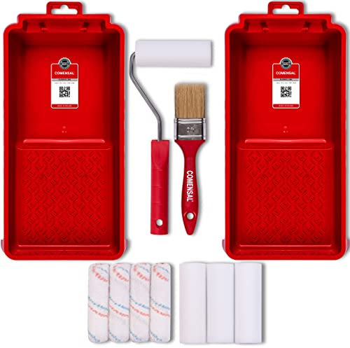 COMENSAL® Rullo per Pittura - Kit rullo di vernice - Kit di pittura murale da 8 pezzi - Rulli per verniciare - Rullo vernice - Kit Rulli Pittura Vernice - Vassoi per vernice – Pennelli – Made in EU