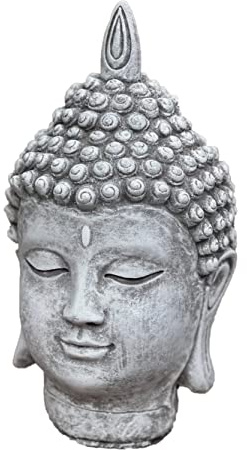 stoneandstyle Steinfigur Shiva Kopf mittel ca. 24 cm Höhe frostfest Steinguss