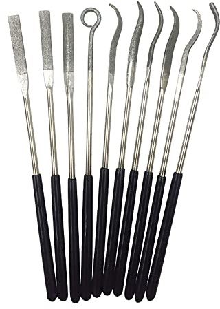 Lot de 10 mini limes aiguilletées diamantées, 3 x 180 mm, kit de limes aiguilletées en métal, bois, verre