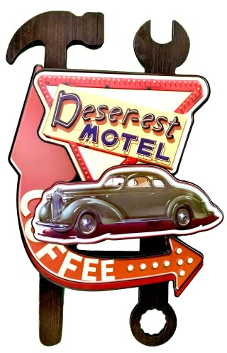 DiiliHiiri Cartello Coffee per caffetteria, originale cartello retrò americano per bar, pub, caffetteria e officina, decorazione cartello vintage anni '50, grande targa 60 x 40 x 4 cm (9088)