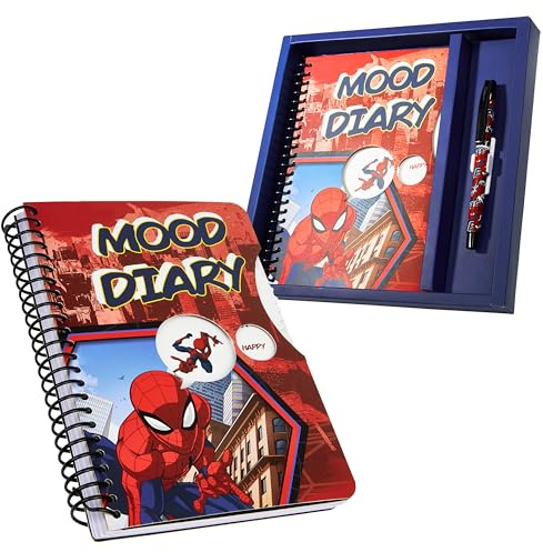 Marvel Stimmungsbuch Gefühle Buch Kinder 82 Seiten & 6 Aufkleberbogen Sticker - Spiderman Geschenke für Jungs (Rot Spiderman)