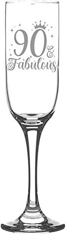 Always Looking Good 90th Birthday Gifts for Women 90 & Fabulous Engraved Champagne Flutes Present for 90 Year Old Ladies Champagne Glasses Laser Engraved Age Champagne Flute Glass