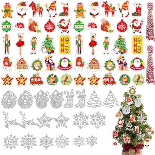 DKDDSSS 70 Stück Weihnachtsbaumschmuck, Weihnachten Deko, Weihnachtsdeko, Schneeflocken Deko, Baumschmuck Weihnachten, Weihnachtsanhänger, Weihnachtsbaum Anhänger, Weihnachtsdeko für Geschenke
