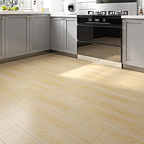 Livelynine PVC Bodenbelag Selbstklebend Holzoptik Natur 90x15CM Vinylboden Selbstklebend Holzoptik Hell 32-Fliesen Wasserfest Linoleum Bodenbelag Küche Badezimmer Vinyl Bodenbelag Selbstklebend Flur