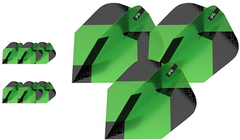 Target Darts Tag Flights – Target Tag Flights (Packung mit 9) Multipack Flights, Professionelles Dart Zubehör, Dart Flight Set – Ten-X Form, Schwarz und Grün