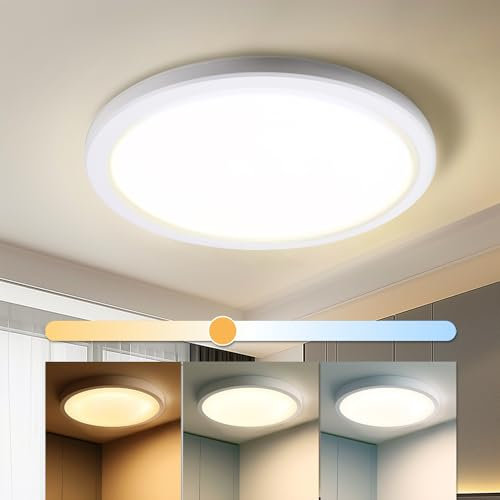 Plafón LED plano 18 W, 2000 lúmenes, techo de baño, 22 cm, IP54, impermeable, panel LED redondo 3000/4000/6000 K, 3CCT, ajustable, para cocina, pasillo, salón, dormitorio