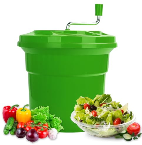 Wutfly 5 Gallon Commercial Salad Spinner and Dryer, Large Manual Vegetable Washer & Greens Dryer with Drain Tube, Heavy-Duty & FDA Listed for Restaurant, Home, Farm Use