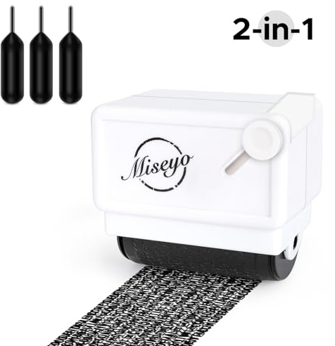 Miseyo Identity Theft Protection Roller Stamp Guard Your ID - White(3 Refill Ink Included)