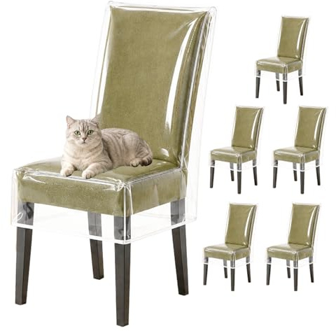 Transparente Kunststoff-Stuhlhussen für Katzen/Hunde, bissfest, Staubschutz, transparent, wasserdicht, für Zuhause, Büro, Hotel, 6 Stück