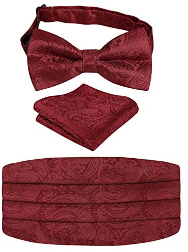 Alizeal Set regalo da uomo con papillon regolabile pre-annodato, fascia per cummerbund e fazzoletto quadrato da taschino, 130-Marrone, Taglia unica