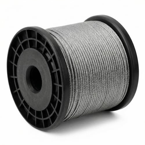 QWORK® 2 mm x 100 m stålvajer - 316 rostfritt stålsvajer, 50 kg säker bärförmåga, 160 kg brottstyrka, extremt rostfritt - Perfekt för utomhus, trädgård och DIY