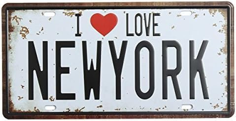 New York License Plate Tin Sign Vintage Metal Poster Bar Pub Jersey Wall Decor