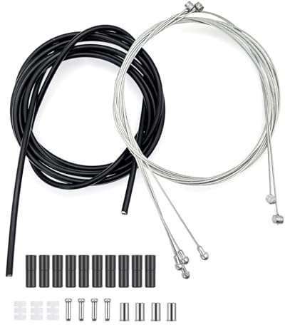 JZK Kit universale di guaine per cavi freno e cambio per bicicletta, cavi interni in acciaio inossidabile rivestiti in PVC per mountain bike e bici da strada, ricambi con tappi terminali, nero