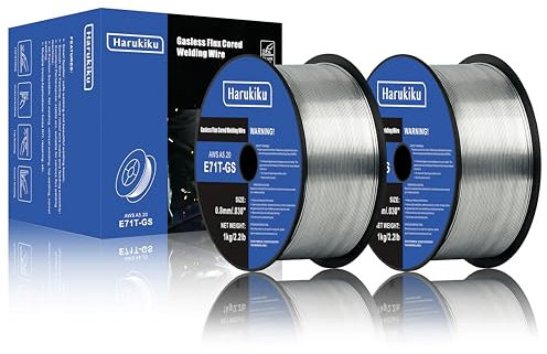 HARUKIKU Hilo Tubular Sin Gas 0.8mm 2x1KG - Pack Doble E71T-GS para Soldadora MIG, Kit Soldadura Semiautomática (2 Unidad)