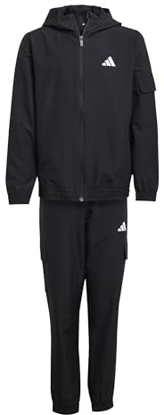 adidas Unisex - Bambini e ragazzi Junior Woven Cargo Tracksuit, black/white, 11-12 Years