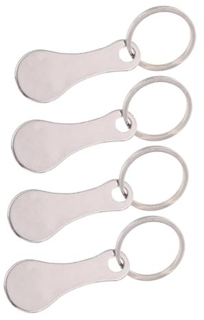 HYTROVE 4pezzi Gettoni Per Carrello Portatile in Acciaio Portachiavi Leggeri Pendenti Per