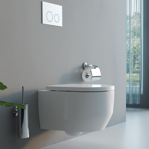 UDiseño Hänge WC Spülrandlos, Wand WC Hängend, Bis 400kg Belastbar, 360° Einloch-Wirbelspülung toilette, Spülung Geräuscharm, WC erhöht komplettset, UF WC-Sitz mit Absenkautomatik 10828VF