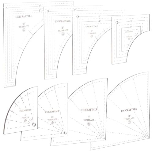 UNICRAFTALE 8PCS Drunkards Path Quilting Templates Acrylic Quilting Ruler Template Clear Sewing Cutting Quiltings Templates DIY Tools Cuttings for DIY Sewing Machine Cutting Mats Arts Crafts