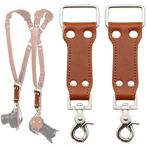 C Coiro Extra Attachments Single and Dual Camera Harness for Camera Bag, Sling Bag, Pouch, Lens Case Perfect Photography Accessories for Leather Camera Strap, Tan
