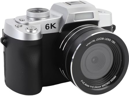 6K Digitalkamera für die Fotografie, 84MP WiFi Vlogging -Kamera mit 3 180 ° Flip -Bildschirm, 18 -facher Optischer Zoom, Autofokus -Videokameras für die Reiseaufnahme (Black)