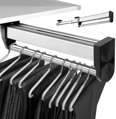 Porta Pantaloni Estraibile per Armadio 300mm, Barra Appendiabiti Estensibili per Guardaroba, Regolabile 30-60 cm Asta Telescopica per Pantaloni Vestiti, Asta Allungabile per Organizzazione Guardaroba