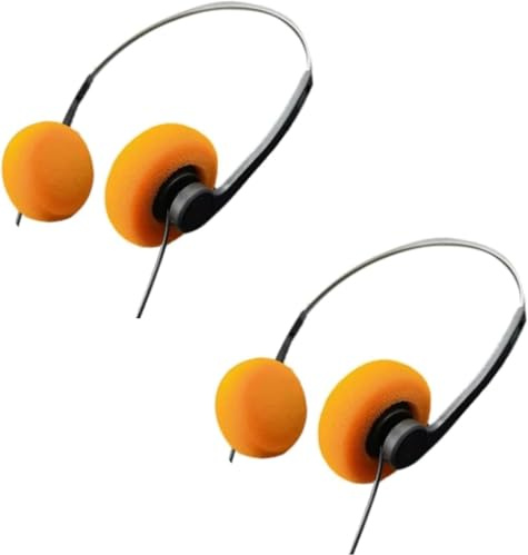 2 cuffie over-ear arancioni, stile vintage, leggere, Hi-Fi, per la maggior parte dei telefoni cellulari, riproduzione di telefoni cellulari
