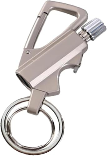 Lighter Permanent Match Infinity Lighters with Multitool Keychain Bottle Opener, Vintage Metal Alloy Keychain Lighter (Silver)