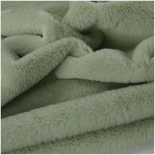 Kunstpelz Stoff Fleece， Kunstfell Stoff Kurzflor 8mm Plüschstoff 160x50cm(Avocado Green)