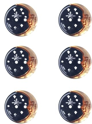 Fancy Moon Buttons for Crafts,Acetate Buttons for Sewing,Gold Moon Button for Clothes,Pack of 6