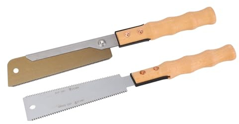 Hyuduo Handsåg 2 St Set med SK5 Stålblad och Trähandtag 7 Laxstjärtsåg och Dubbelsidig Plansåg för Träbearbetning Trädgårdsarbete och Hemprojekt