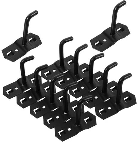 ROMISBABA Ganchos para Tableros Perforados Negros 6 MM X 5 CM Juego de 12 Unidades Soporte Metálico Resistente para Almacenamiento en Garaje Estantes de Pared y Exhibición de