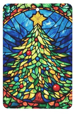 Lot de 4 désodorisants en verre teinté pour voiture Motif sapin de Noël