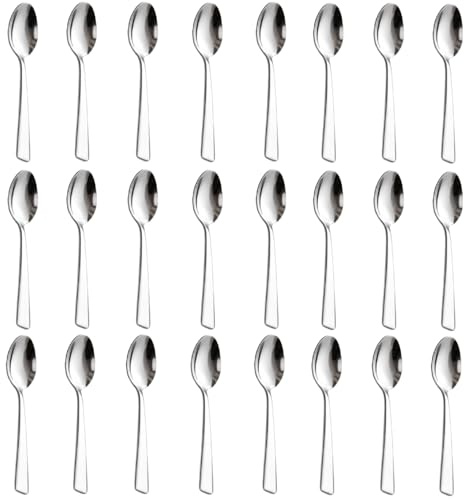 Vexnaro Teelöffel 24 Stück Edelstahl Kaffeelöffel Set mit Quadratischem Griff, Hochglanzpoliert, Spülmaschinenfest, Modernes Elegantes Design für Restaurant, Party, Hause und Dessert (24)
