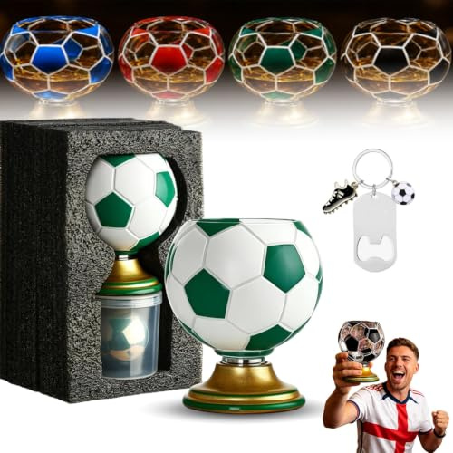 Liocwocne Copas Del Mundo 2026, Vaso De Whisky Con Balón De Fútbol Giratorio De 360° Con Bola De Hielo De Acero Inoxidable, Diseño Llamativo Giratorio, Ideal for Regalar O Coleccionar(D)