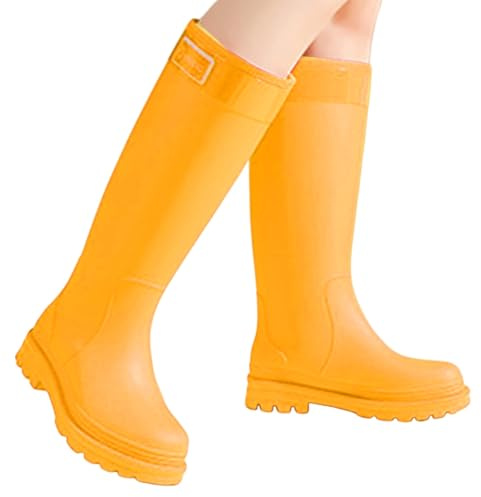Generisch Botas de lluvia para mujer, zapatos de lluvia para exteriores, informales, cómodos, de goma, de tacón bajo, senderismo, camping, ropa de uso diario