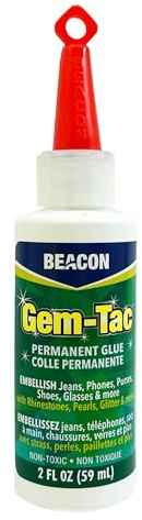 BEACON Gem-Tac Premium Quality Adhesive for Securely Bonding Rhinestones and Gems - Water-Based, UVA Resistant, 2-Ounce
