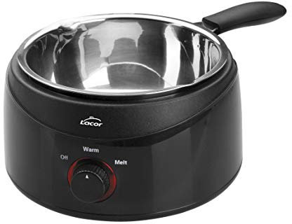 LACOR 69317 Baño María, Chocolatera, para Fundir Chocolate, Recipiente eléctrico con cazo Desmontable de Acero Inoxidable, Negro, 29 x 22 x 12 cm, Capacidad 1 Litro