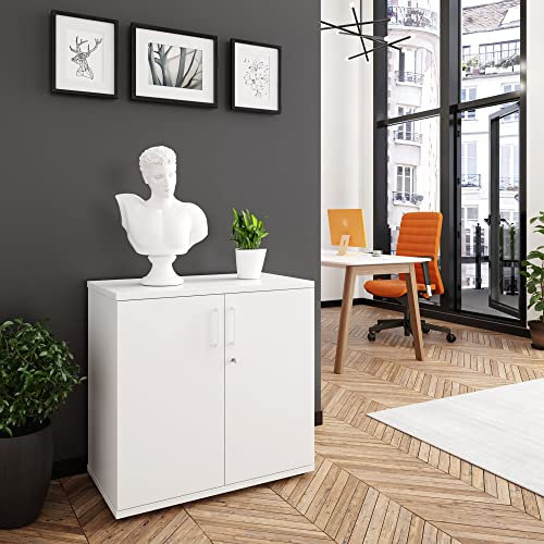 Profi Aktenschrank abschließbar 2OH Weiß Schrank Büroschrank Flügeltürenschrank