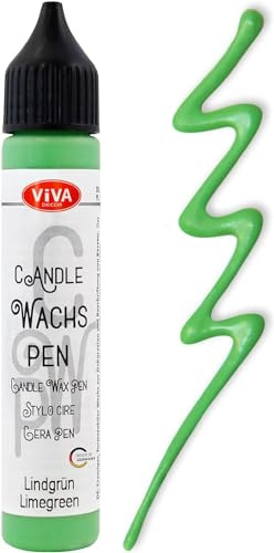 Viva Decor Wachs Pen 28ml (Lindgrün) Premium Candle Liner & Wax-Pen - Ideal für individuelle Kerzengestaltung - Hochwertiger Wachs-Stift zum Anmalen, Verzieren & Personalisieren