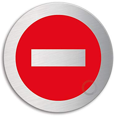 Placa de Puerta – Paso prohibido | Ø 75 mm Letrero de acero inoxidable cepillado mate fino auto adhesivo Ofform Design No. 39257