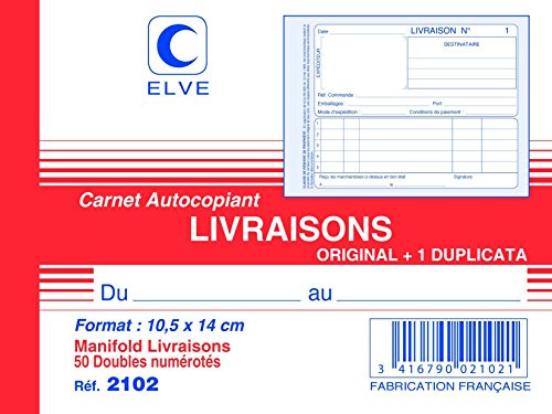 ELVE Manifold autocopiant LIVRAISONS 105 x 140 A6 Horizontal 50 Dupli