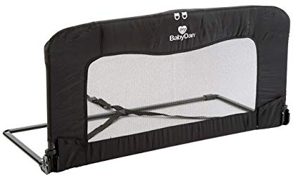 BabyDan Foldable Reisebettgitter, 90 cm breit, Schwarz - Passt auf Matratzen bis zu 110 cm Breite - (Sicherheitsgitter/Bettgitter/Bettbarriere/Bettseitenschutz für Kinder und Kleinkinder im Alter von 18 Monaten bis 5 Jahren)