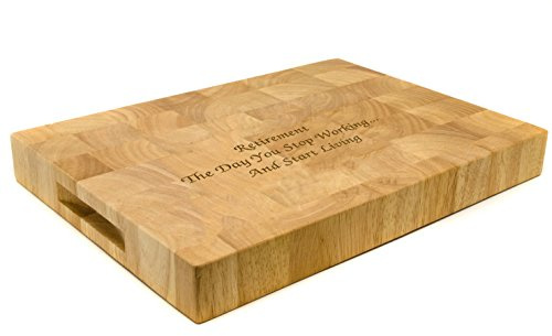 County Engraving Personalised Rectangular Rubberwood Endgrain Chopping Board with Any Message Laser Engraved - Enter Your Own Custom Text