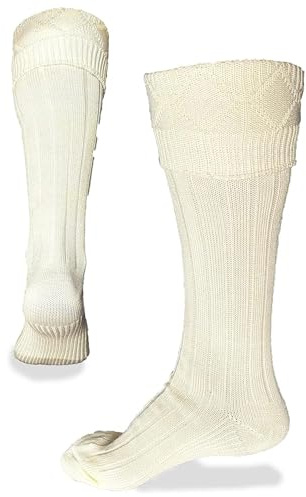 UT Kilts skotska kilt byxor för män, ribbstickade strumpor för USA skostorlekar återmoped, Kräm/off-white, Shoe Size: 10-12