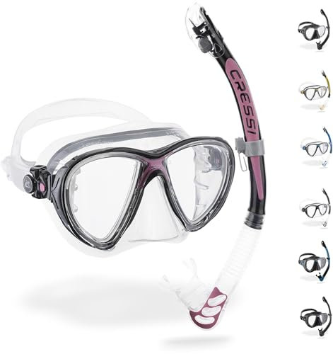 Cressi Big Eyes Evolution & Alpha Ultra Dry Professional Combo, Set per Immersioni e Snorkelling Unisex – Adulto, Trasparente/Rosa