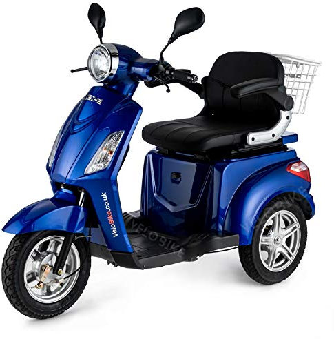 Veleco ® ZT15 Classic 3-wheel Mobility Vehicle with High Capacity Battery (45-60 Km), Full Suspension, Led Lighting and Extra Mobility Device Rain Cover
