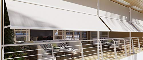 Tenda da Sole T4 a Caduta con Guide Laterali Antivento Dimensioni:L300xH220 (Senza Cassonetto, Bianco)